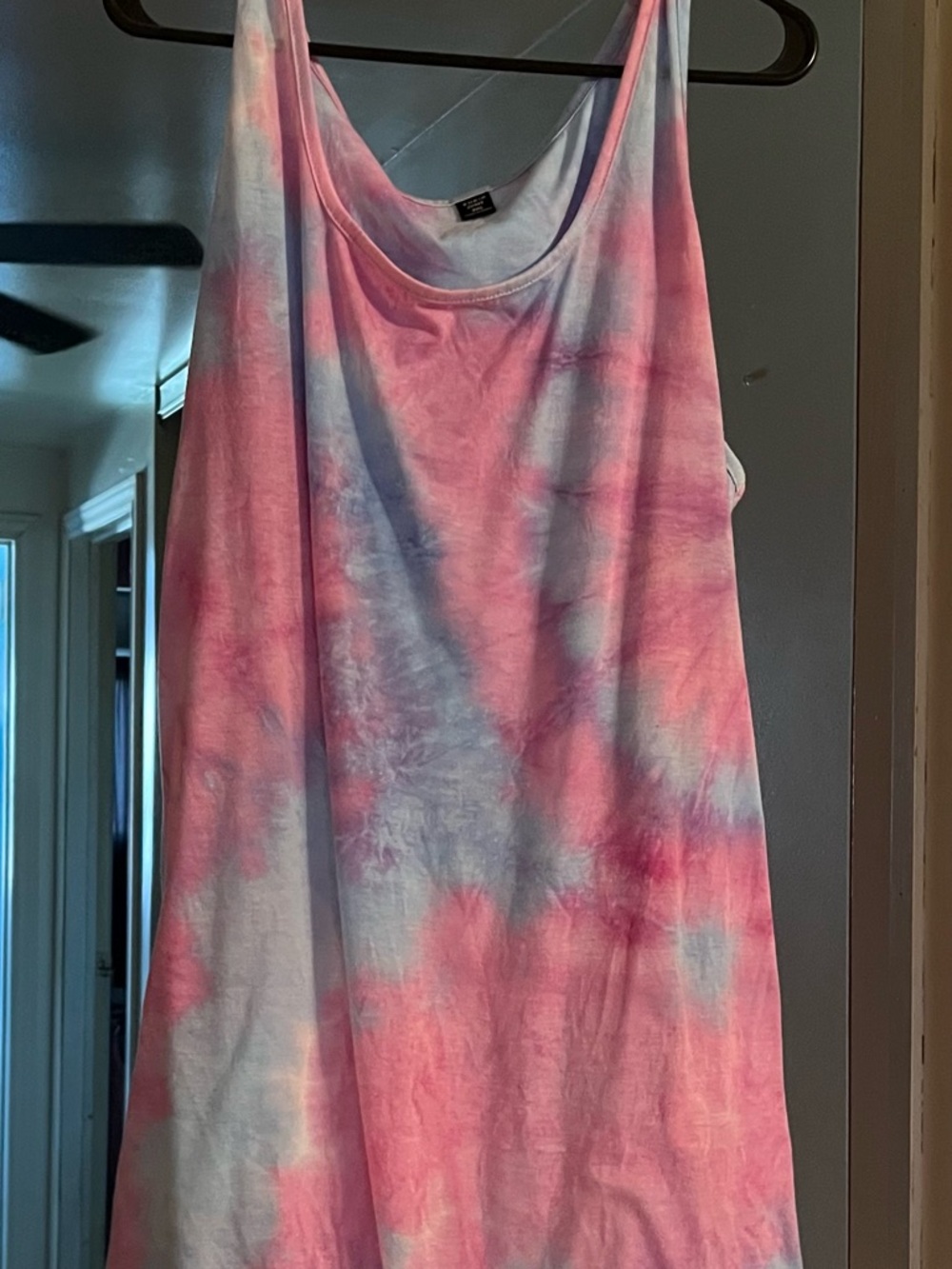Tie-Dye Pink & Blue Scoop Neck Women's A Line Dress